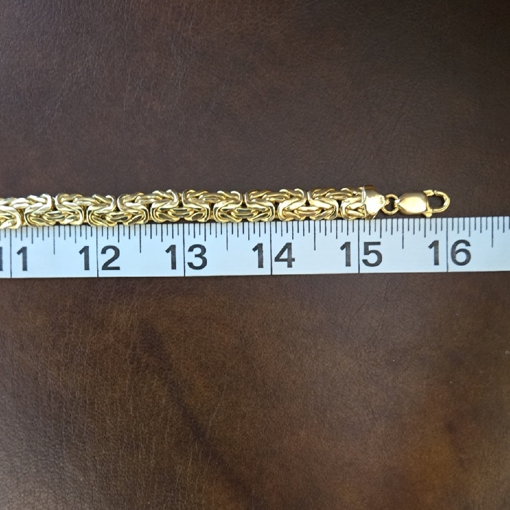 VINTAGE LUXURIOUS 14K YELLOW GOLD BYZANTINE CHAIN NECKLACE 16 INCH LOBSTER CLAW - Picture 13 of 14